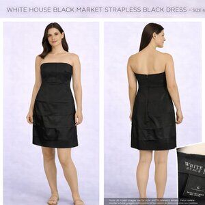 White House Black Market Strapless Black Dress – Size 6